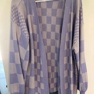 Purple Checkered Cardigan
